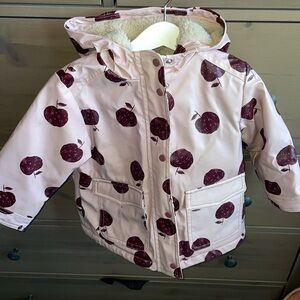 Zara Kids Pink Apple Print insulated rain Jacket